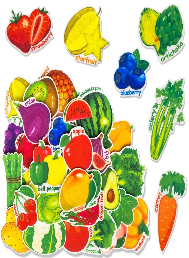 PENGFULL Large Size Felt Fruits and Vegetables ,25 Fruits 25 Vegetables Felt Flannel Board Pieces , Learning Resources Toy for Kindergarten Kids Toddlers 3 4 5 Year Old - Image 1